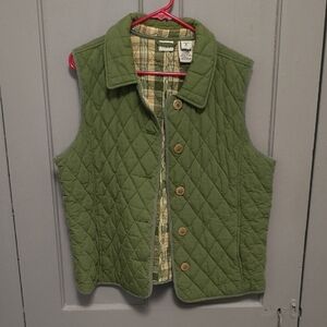 Quilted Olive Green Button Front Vest
